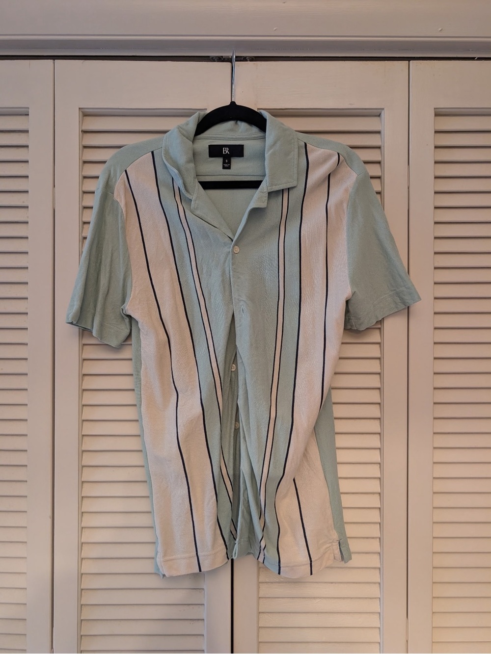 Banana Republic Mint Green and White Vertical Stripe Polo Shirt- worn once